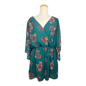 Bailey Blue Womens Floral Romper Shorts Teal Flowy  XL